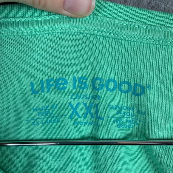 NWT Life Is Good Crusher Tee XXL Long-Sleeve Green Meowy & Bright Cat Christmas - Picture 5 of 10